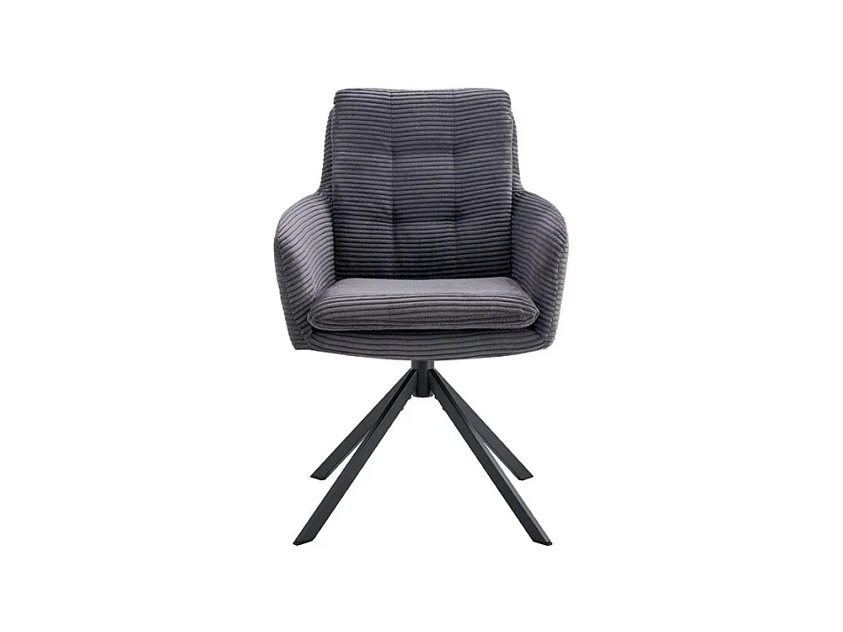 Lot de 2 fauteuils KAVIRA – Velours côtelé gris – Pieds métal – Avec accoudoirs – Design cocooning et élégant