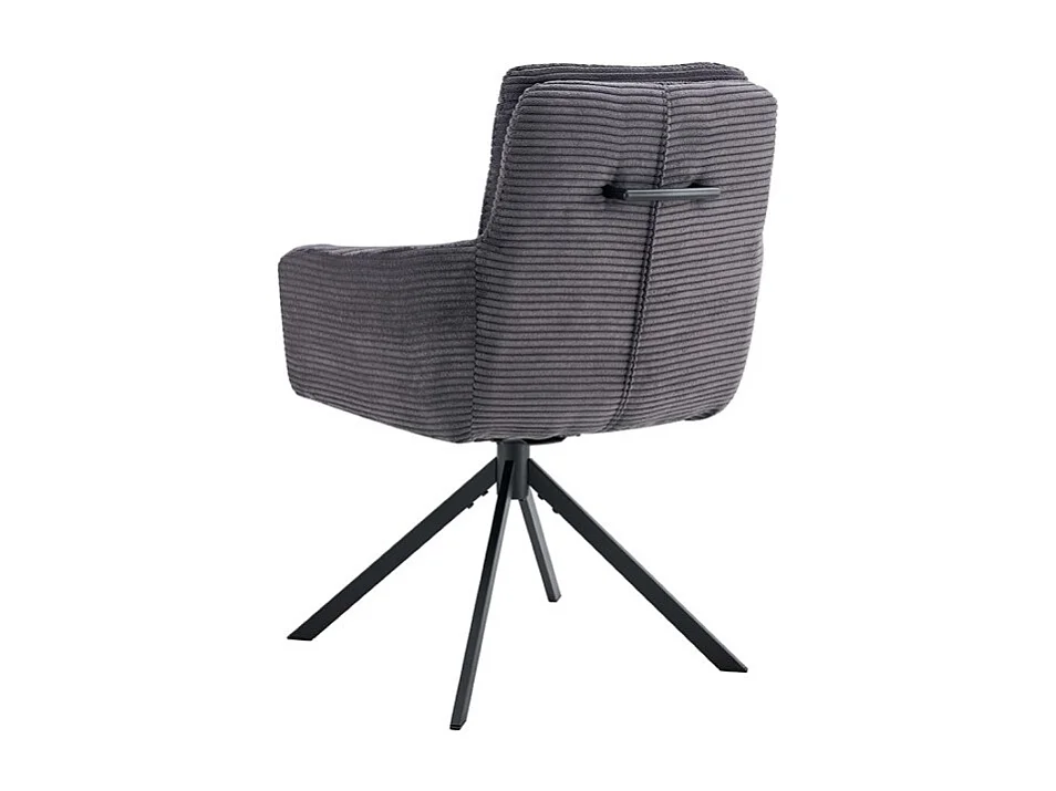 Lot de 2 fauteuils KAVIRA – Velours côtelé gris – Pieds métal – Avec accoudoirs – Design cocooning et élégant