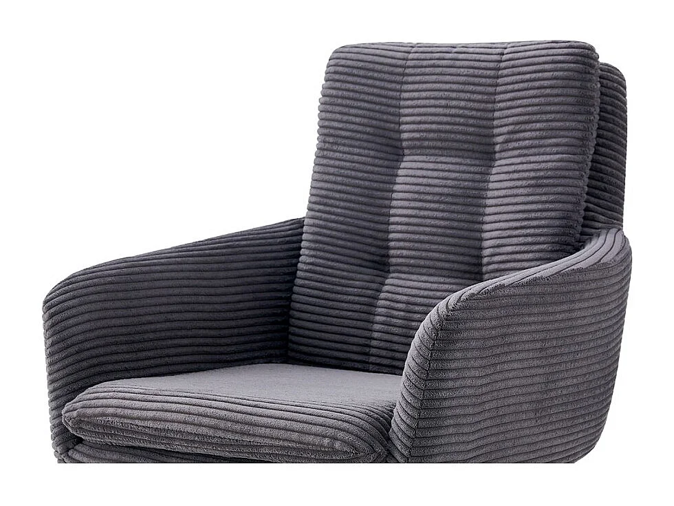 Lot de 2 fauteuils KAVIRA – Velours côtelé gris – Pieds métal – Avec accoudoirs – Design cocooning et élégant