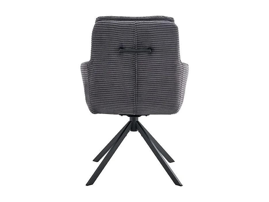 Lot de 2 fauteuils KAVIRA – Velours côtelé gris – Pieds métal – Avec accoudoirs – Design cocooning et élégant