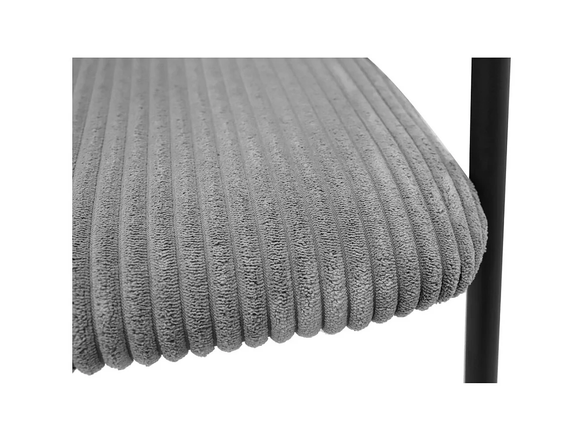 Cadeira de sala de jantar IMANY – Veludo cotelê cinza escuro – Braços – Pés de metal preto – Estilo design / industrial