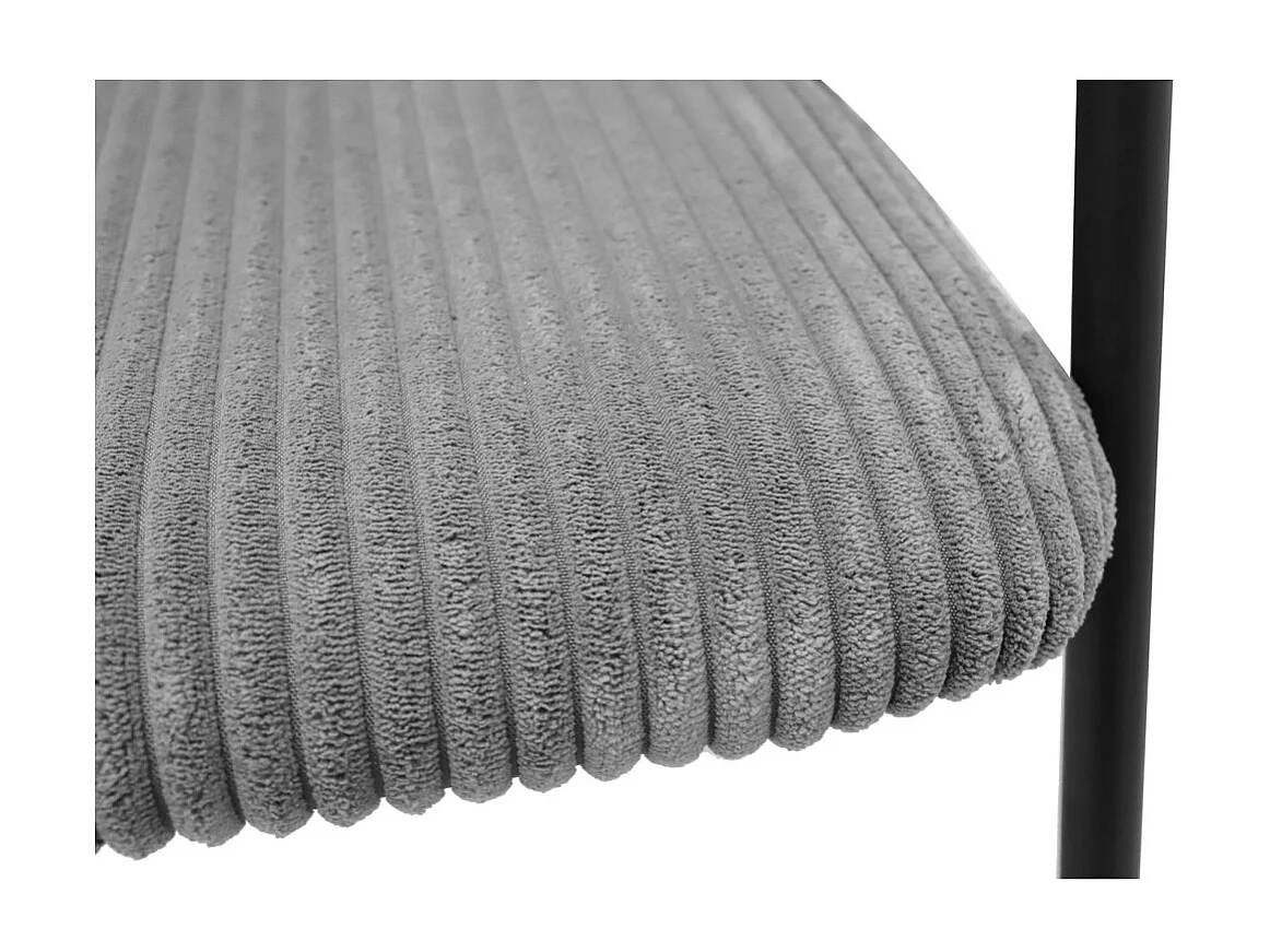 Chaise de salle à manger IMANY – Velours côtelé gris foncé – Accoudoirs – Pieds en métal noir – Style design / industriel