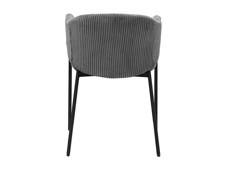 Chaise de salle à manger IMANY – Velours côtelé gris foncé – Accoudoirs – Pieds en métal noir – Style design / industriel