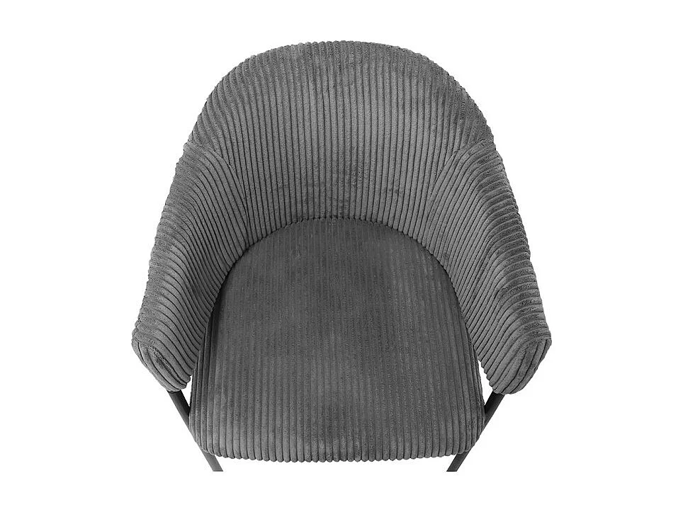 Chaise de salle à manger IMANY – Velours côtelé gris foncé – Accoudoirs – Pieds en métal noir – Style design / industriel