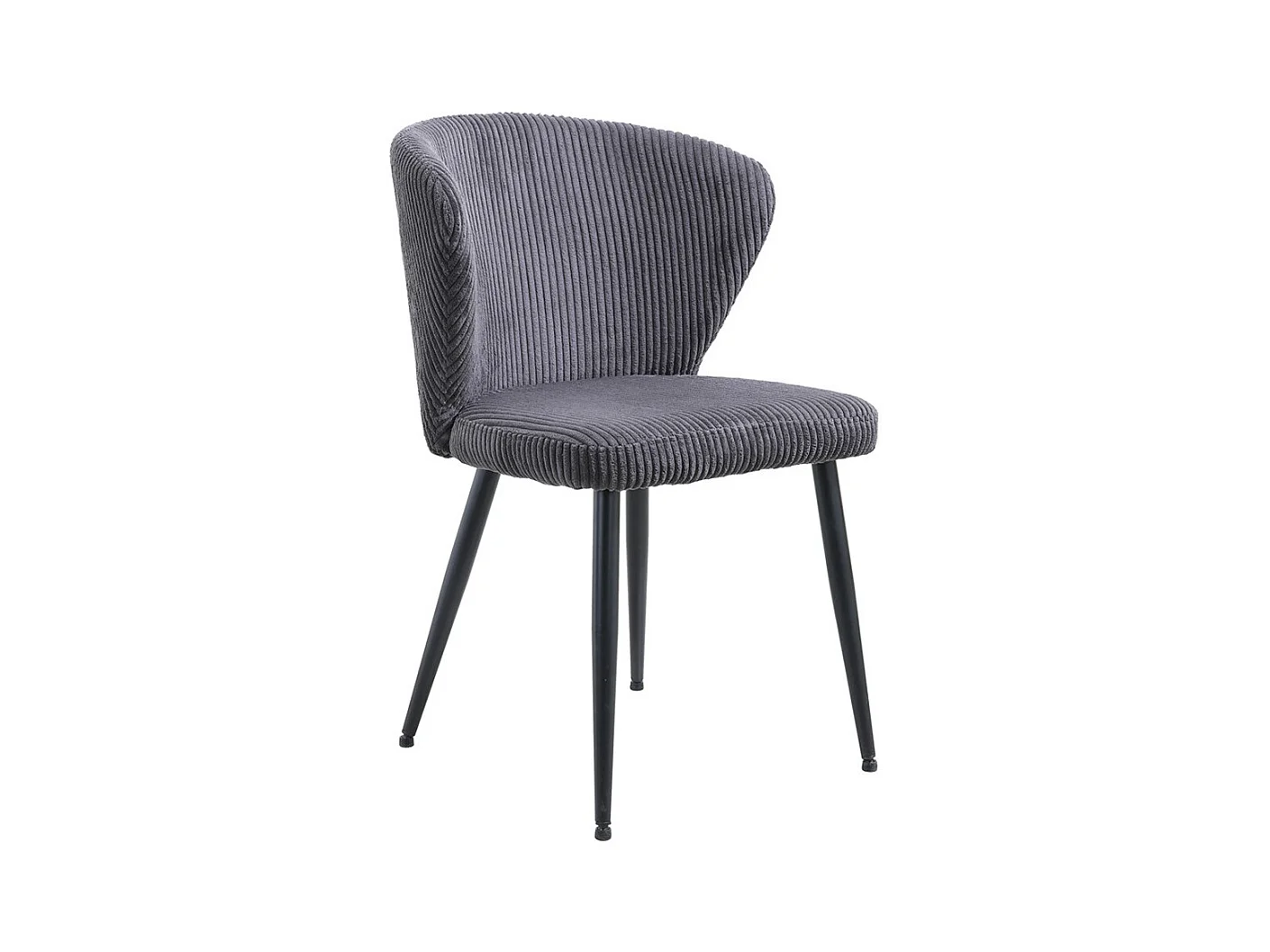 Chaise de salle à manger TORONTO – Velours côtelé gris – Pieds en métal noir – Style design