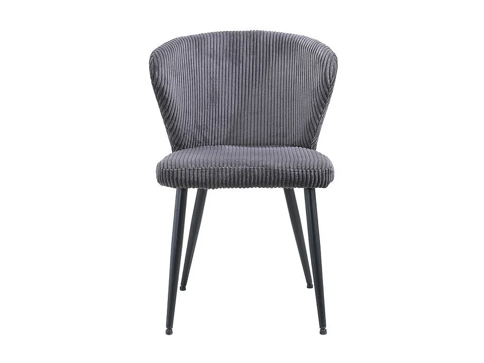 Chaise de salle à manger TORONTO – Velours côtelé gris – Pieds en métal noir – Style design