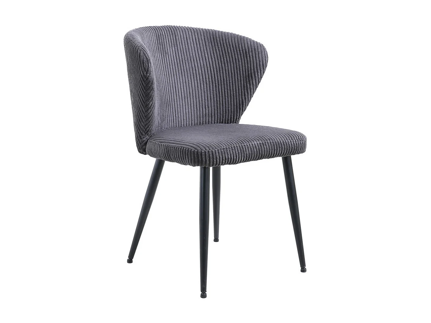 Eetkamerstoel TORONTO – Geribbeld fluweel grijs – Zwarte metalen poten – Design stijl