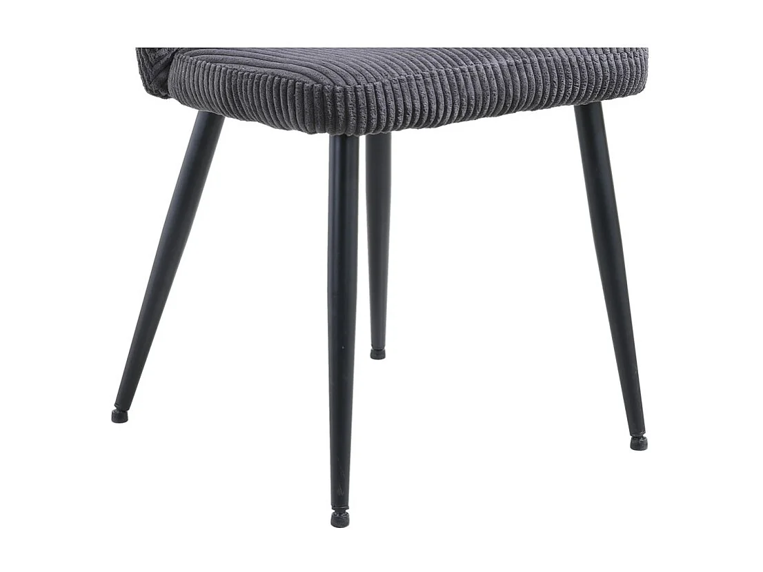 Eetkamerstoel TORONTO – Geribbeld fluweel grijs – Zwarte metalen poten – Design stijl