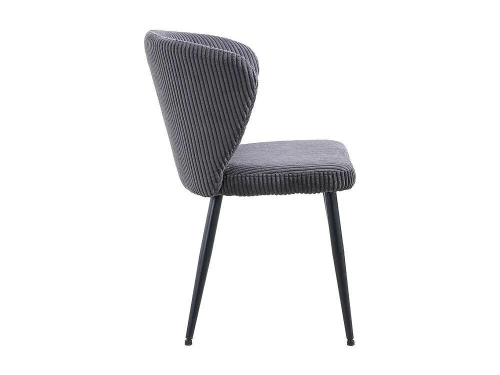 Eetkamerstoel TORONTO – Geribbeld fluweel grijs – Zwarte metalen poten – Design stijl