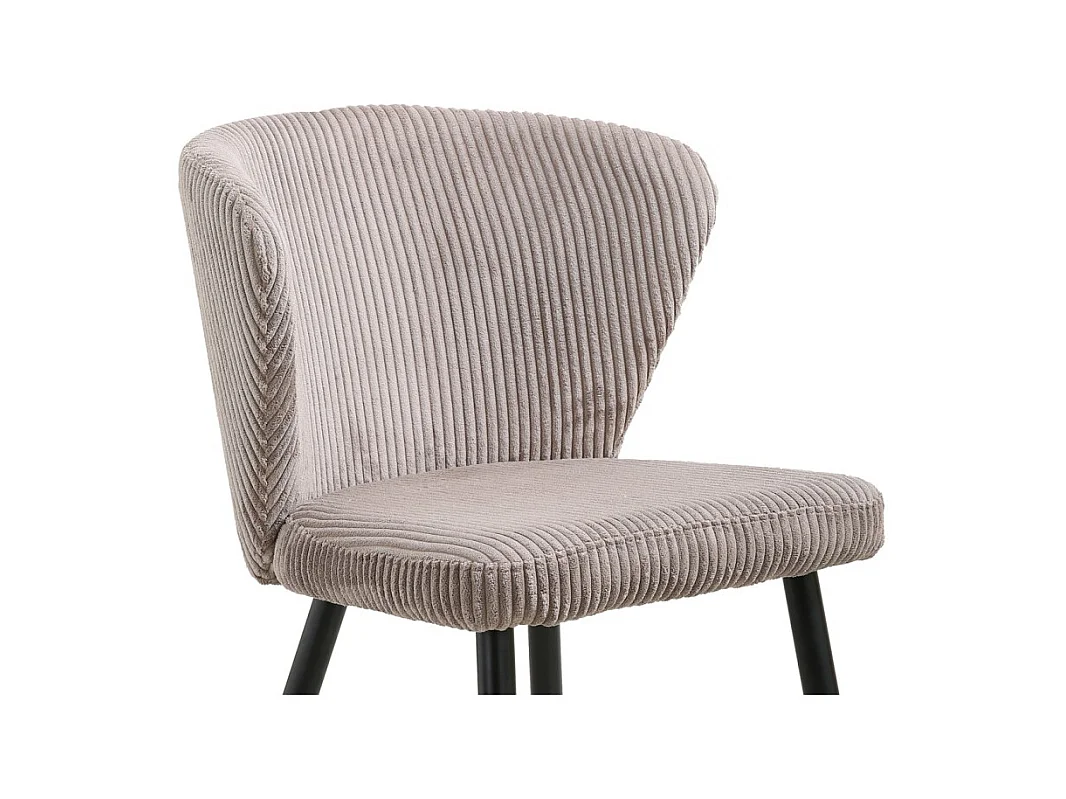 Eetkamerstoel TORONTO - Ribfluweel zand - Zwarte metalen poten - Design stijl