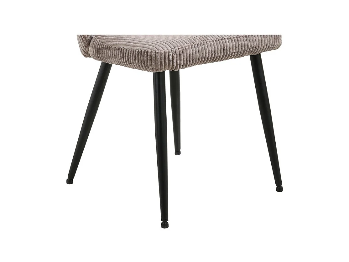 Eetkamerstoel TORONTO - Ribfluweel zand - Zwarte metalen poten - Design stijl