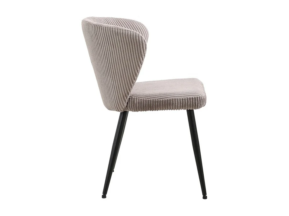 Eetkamerstoel TORONTO - Ribfluweel zand - Zwarte metalen poten - Design stijl