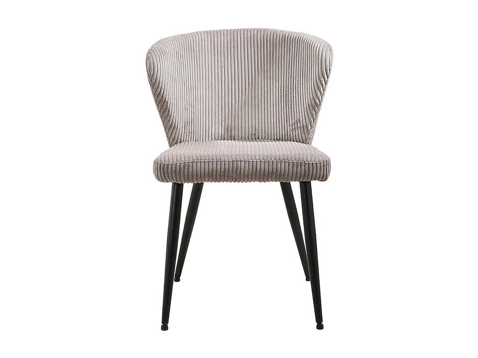 Chaise de salle à manger TORONTO – Velours côtelé sable – Pieds en métal noir – Style design