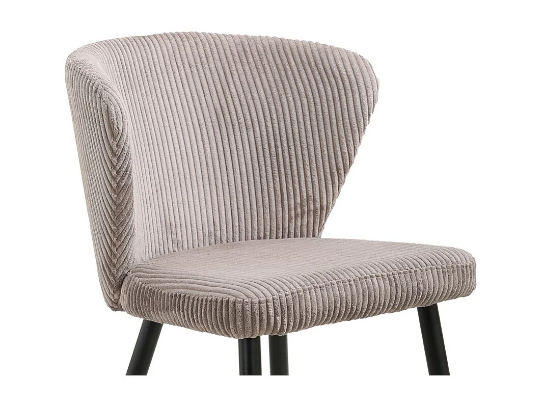 Eetkamerstoel TORONTO - Ribfluweel zand - Zwarte metalen poten - Design stijl