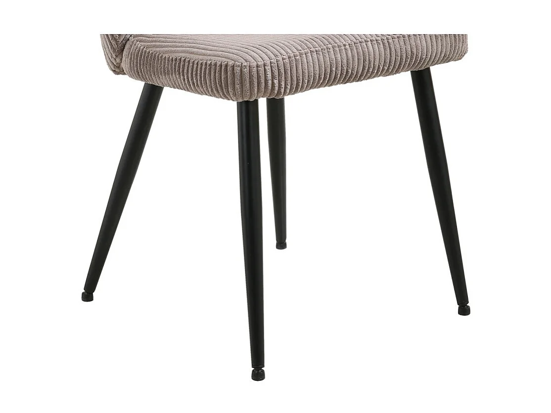 Eetkamerstoel TORONTO - Ribfluweel zand - Zwarte metalen poten - Design stijl