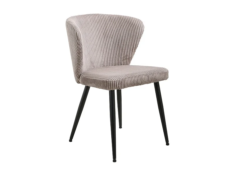 Eetkamerstoel TORONTO - Ribfluweel zand - Zwarte metalen poten - Design stijl