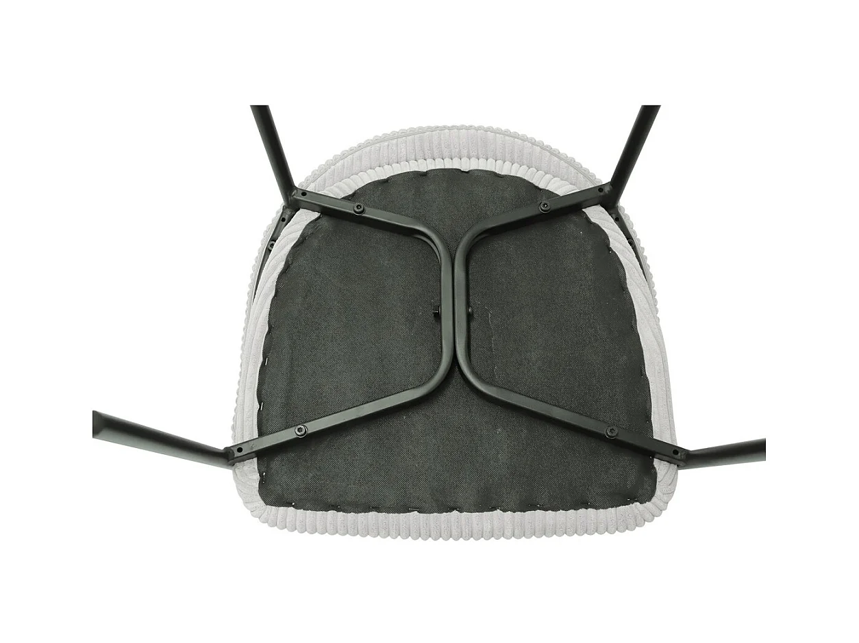 Cadeira de jantar IMANY – Veludo cotelê cinza claro – Braços – Pés de metal preto – Estilo design / industrial