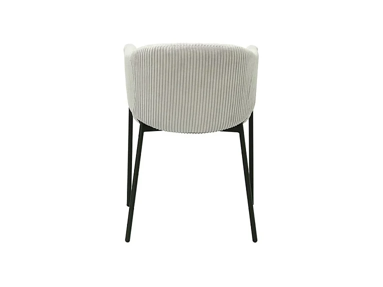 Cadeira de jantar IMANY – Veludo cotelê cinza claro – Braços – Pés de metal preto – Estilo design / industrial