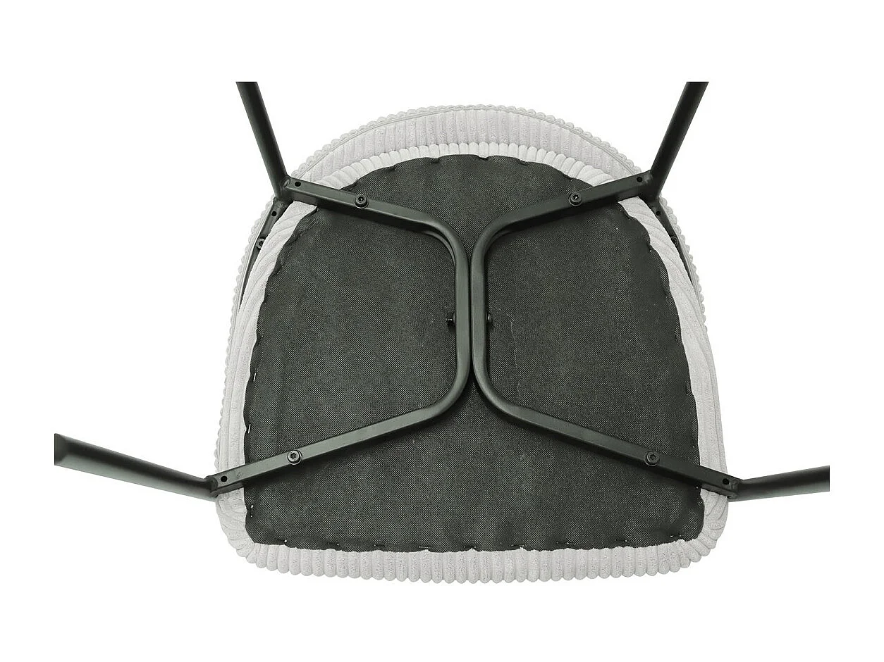 Cadeira de jantar IMANY – Veludo cotelê cinza claro – Braços – Pés de metal preto – Estilo design / industrial