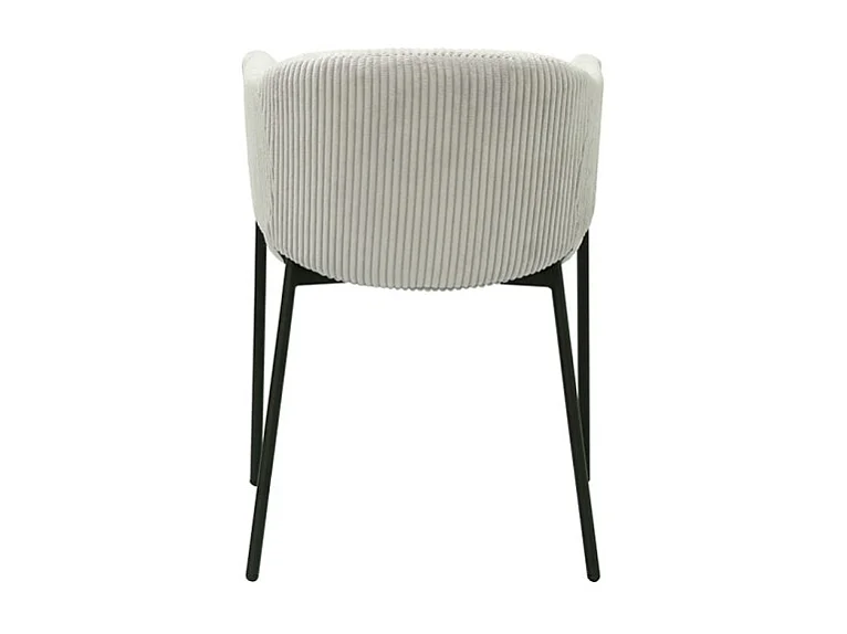 Cadeira de jantar IMANY – Veludo cotelê cinza claro – Braços – Pés de metal preto – Estilo design / industrial