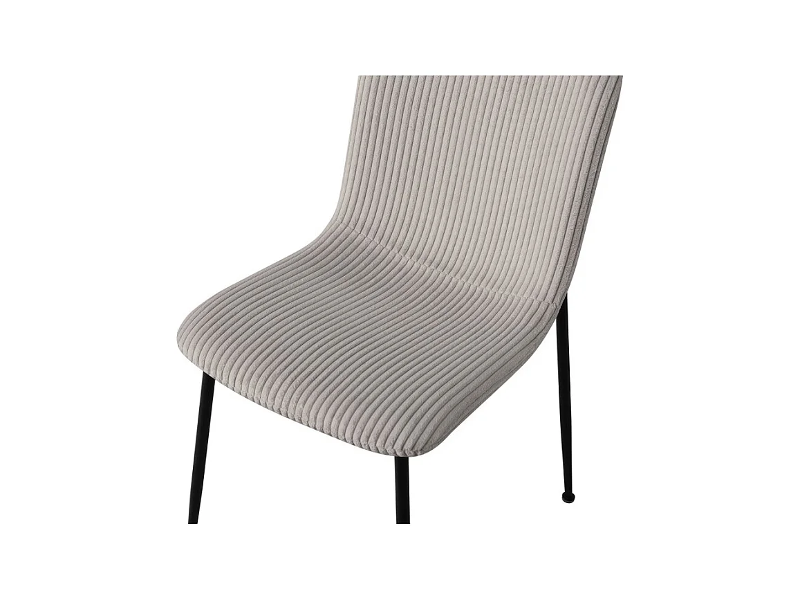Chaise de salle à manger CORDUROY – Velours côtelé gris clair – Pieds en métal noir – Style design
