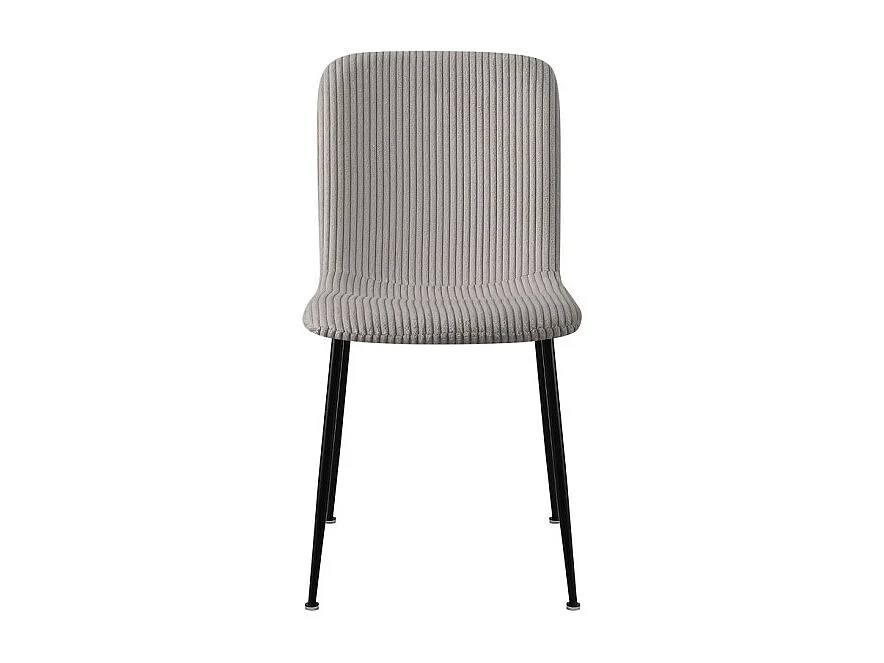 Chaise de salle à manger CORDUROY – Velours côtelé gris clair – Pieds en métal noir – Style design