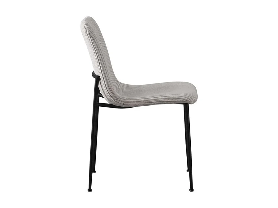 Eetkamerstoel CORDUROY – Ribfluweel lichtgrijs – Zwarte metalen poten – Design stijl