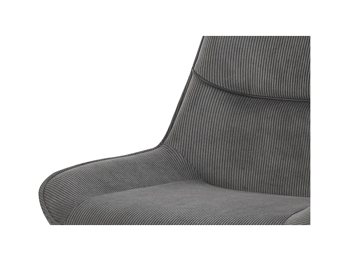 Cadeira de jantar LOLA – Veludo cotelê cinza – Pés de metal preto – Estilo design / industrial