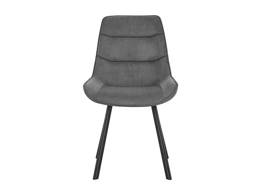 Cadeira de jantar LOLA – Veludo cotelê cinza – Pés de metal preto – Estilo design / industrial