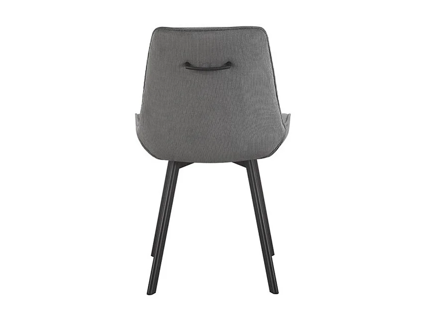 Cadeira de jantar LOLA – Veludo cotelê cinza – Pés de metal preto – Estilo design / industrial