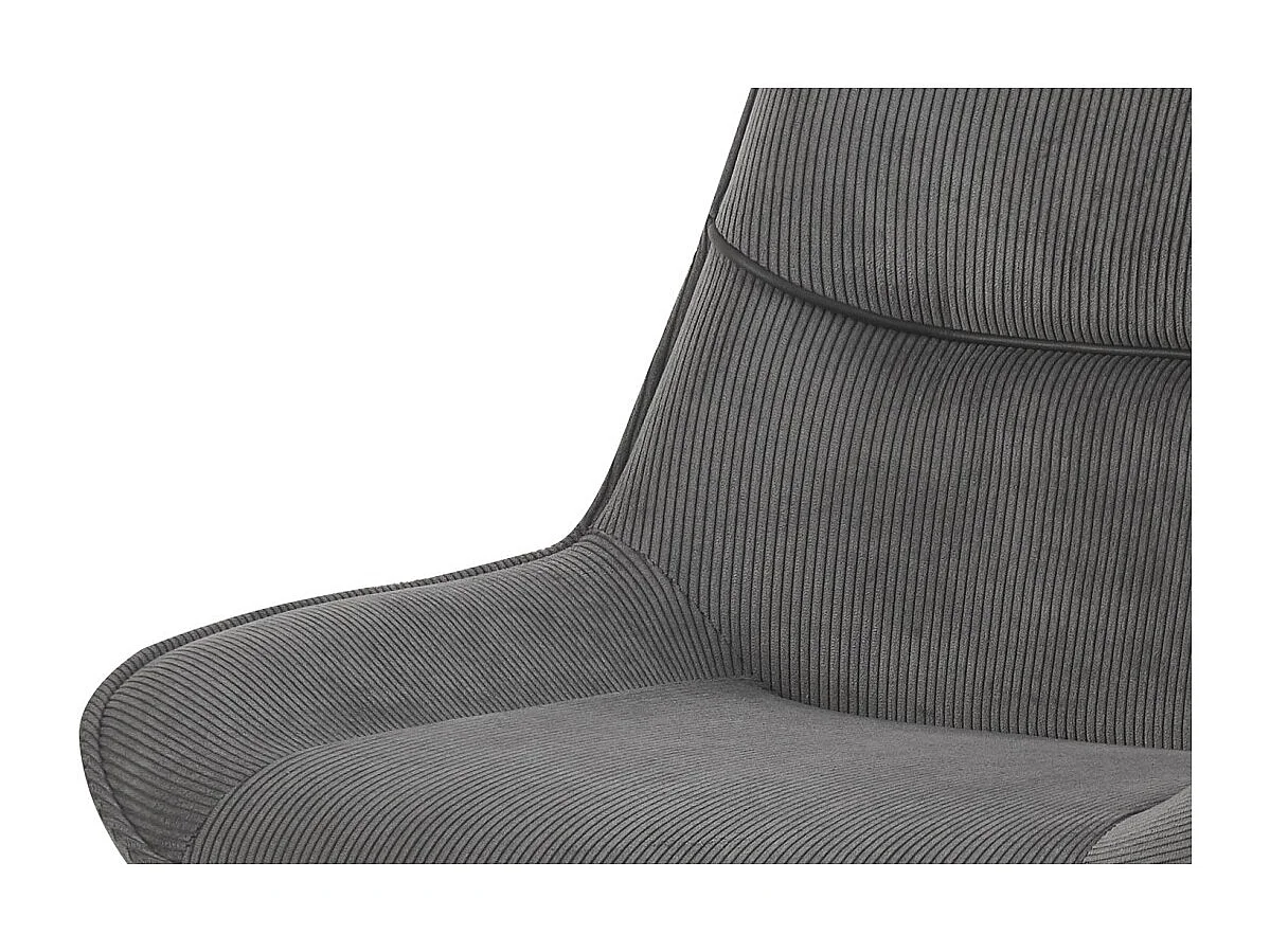 Chaise de salle à manger LOLA – Velours côtelé gris – Pieds en métal noir – Style design / industriel