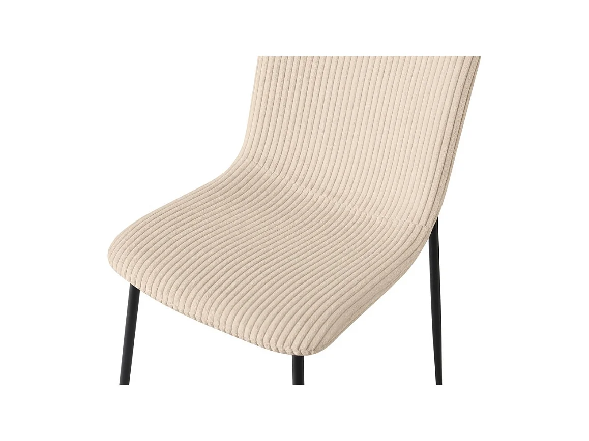 Cadeira de jantar CORDUROY – Veludo cotelê bege – Pés de metal preto – Estilo design
