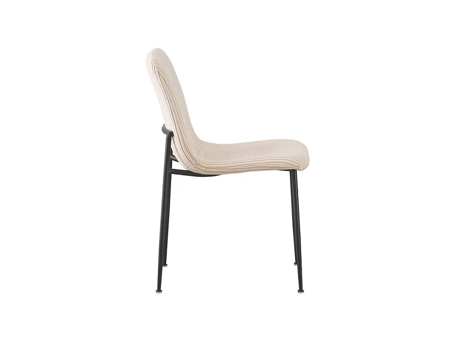 Cadeira de jantar CORDUROY – Veludo cotelê bege – Pés de metal preto – Estilo design