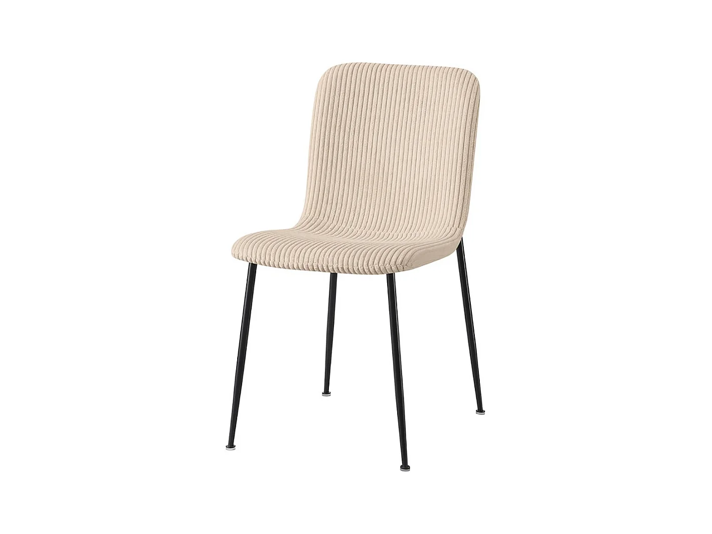 Chaise de salle à manger CORDUROY – Velours côtelé beige – Pieds en métal noir – Style design