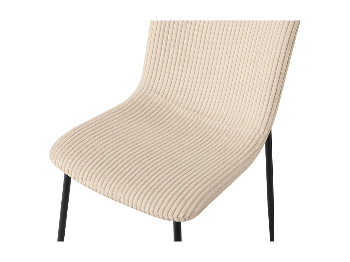 Chaise de salle à manger CORDUROY – Velours côtelé beige – Pieds en métal noir – Style design