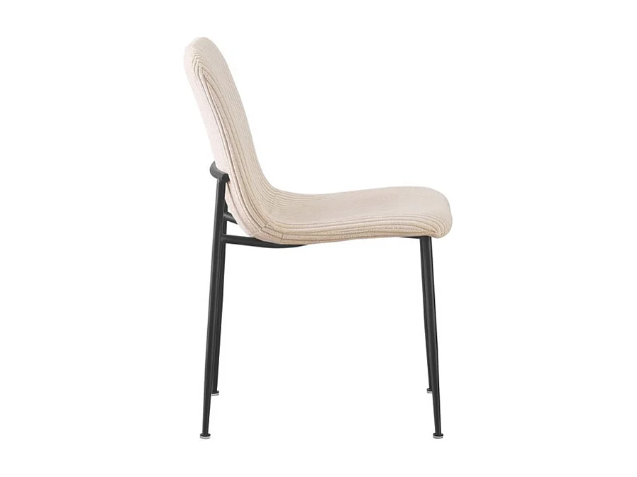 Chaise de salle à manger CORDUROY – Velours côtelé beige – Pieds en métal noir – Style design