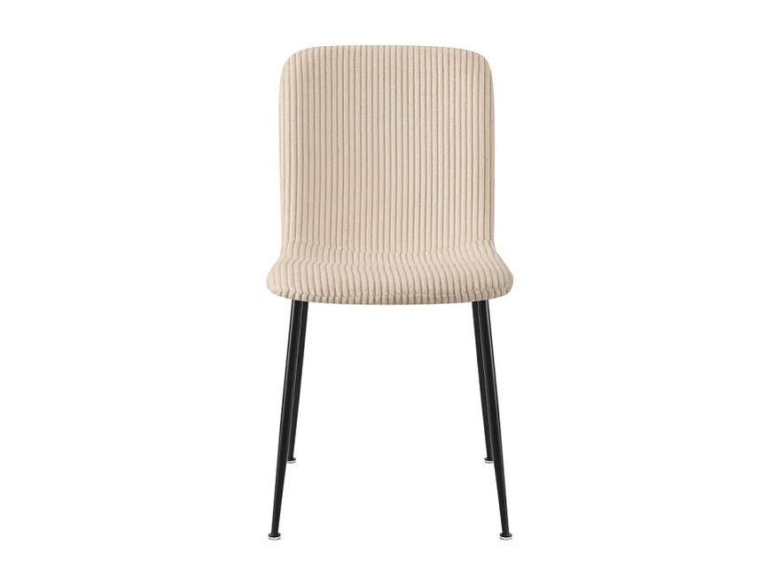 Eetkamerstoel CORDUROY – Ribfluweel beige – Zwarte metalen poten – Designstijl