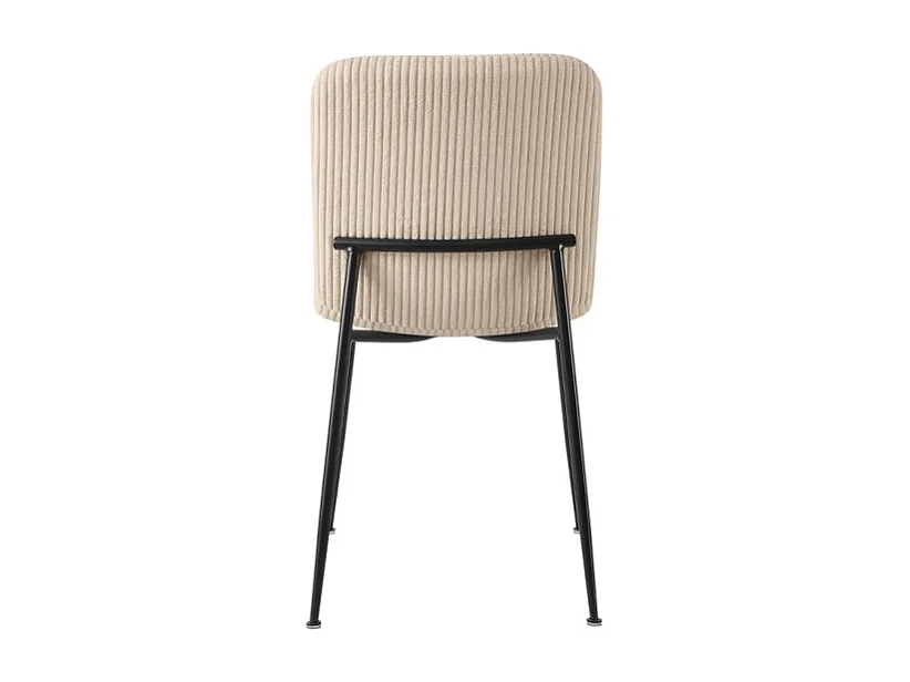 Eetkamerstoel CORDUROY – Ribfluweel beige – Zwarte metalen poten – Designstijl