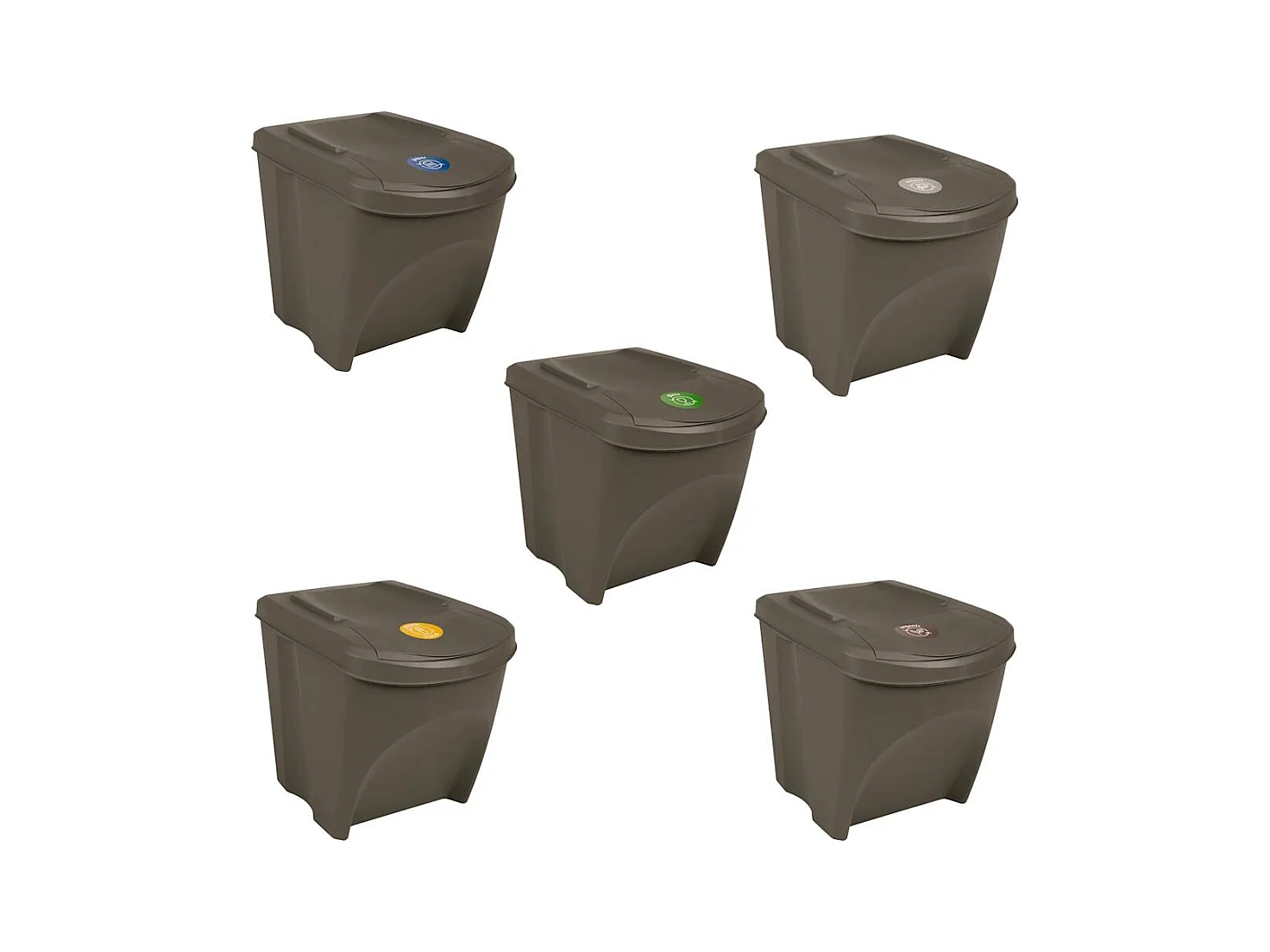 Contenitori per rifiuti impilabili 3 pezzi 75 L Polipropilene grigio 02_0043894