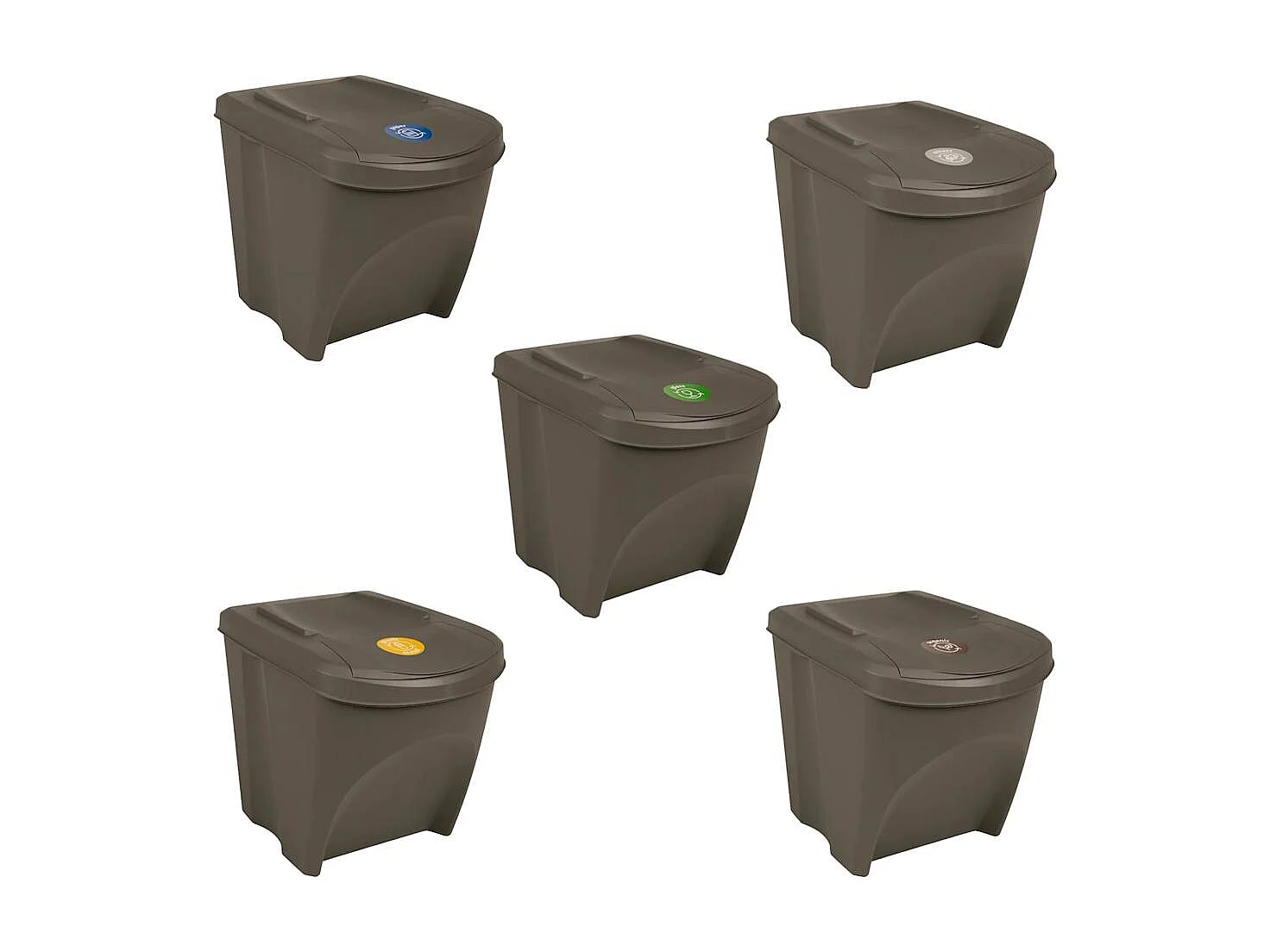 Contenitori per rifiuti impilabili 3 pezzi 75 L Polipropilene grigio 02_0043894