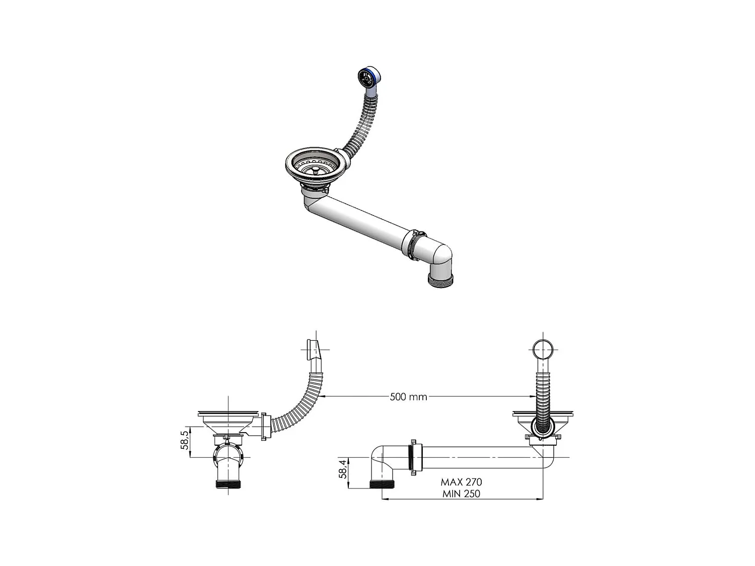 Évier de cuisine avec blanche 53 x 50 x 20.3 cm 02_0002384