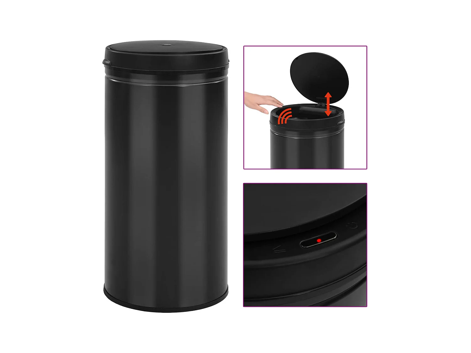 Pattumiera con sensore automatico 70 L acciaio al carbonio nero 02_0043843