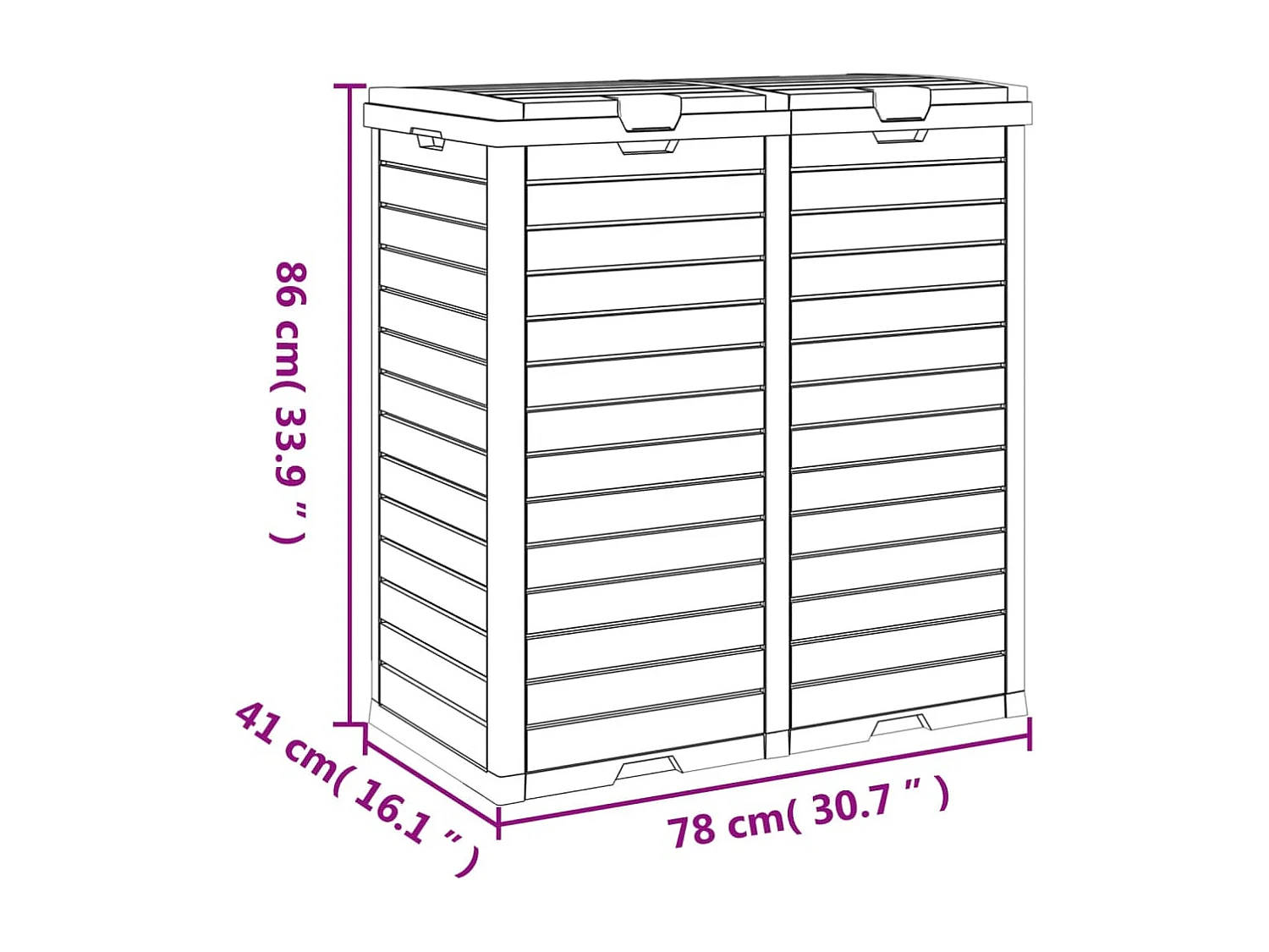 Poubelle d'extérieur 78 x noire 78 x 41 x 86 cm 02_0043837