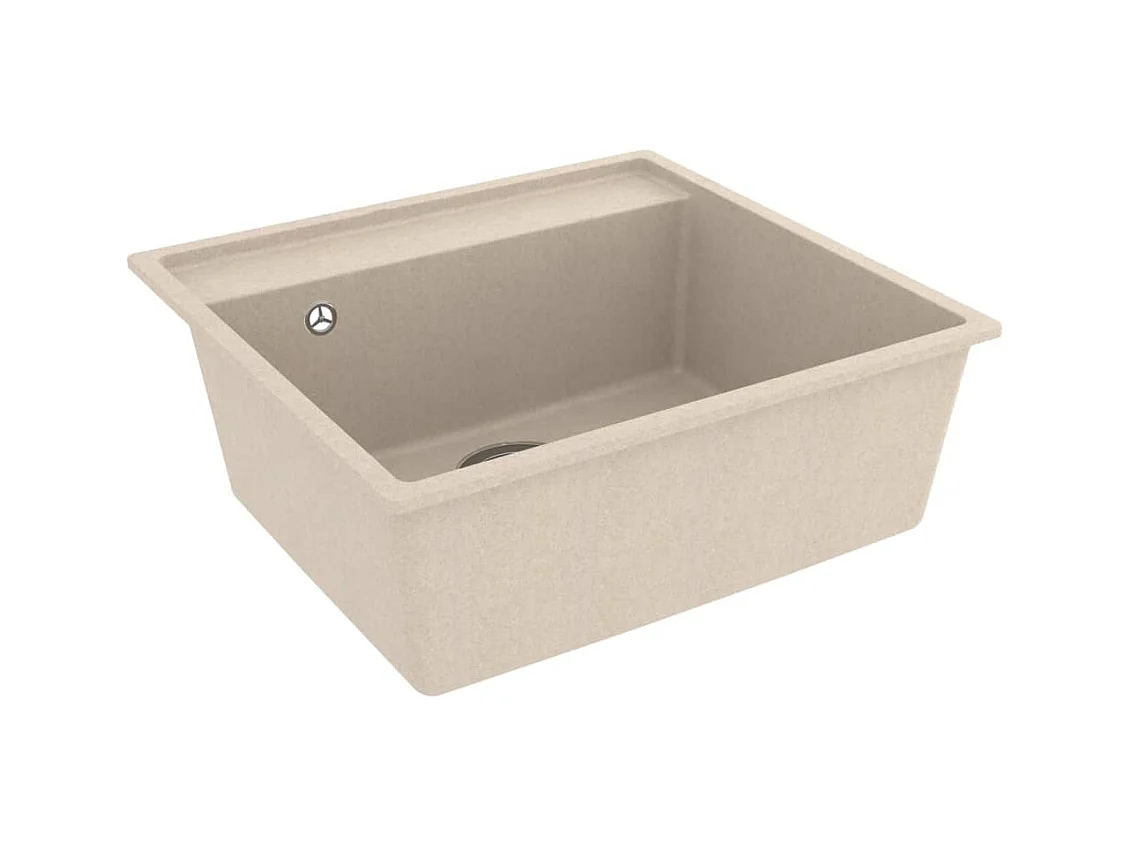 Lavello da cucina con foro troppo pieno in granito beige 02_0004371