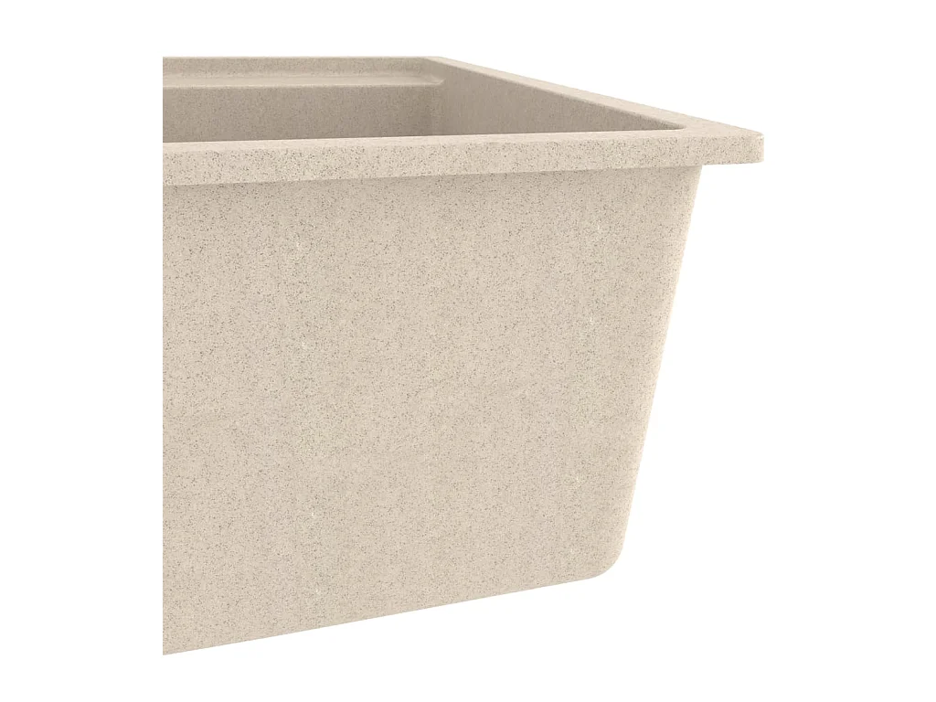 Lavello da cucina con foro troppo pieno in granito beige 02_0004371