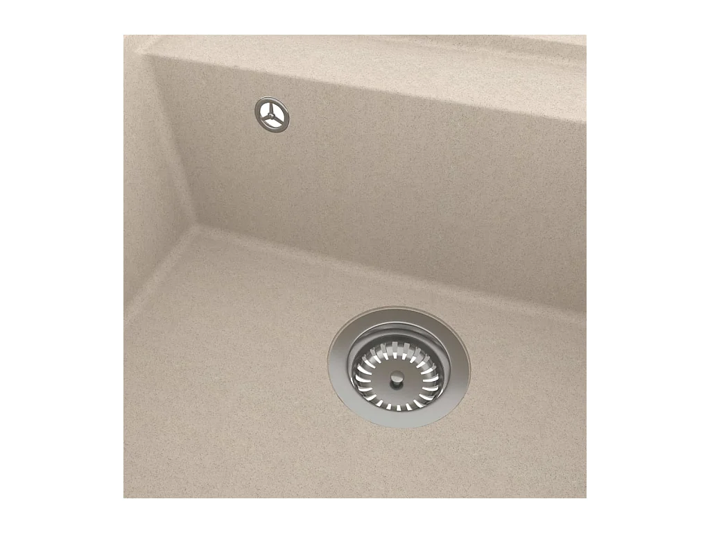 Lavello da cucina con foro troppo pieno in granito beige 02_0004371