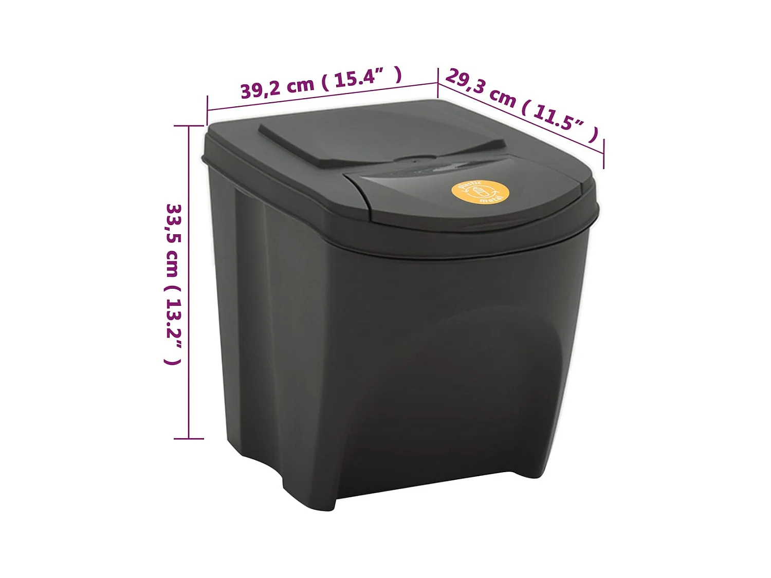 Poubelles à ordures empilables grise 39.2 x 29.3 x 33.5 cm 02_0043895