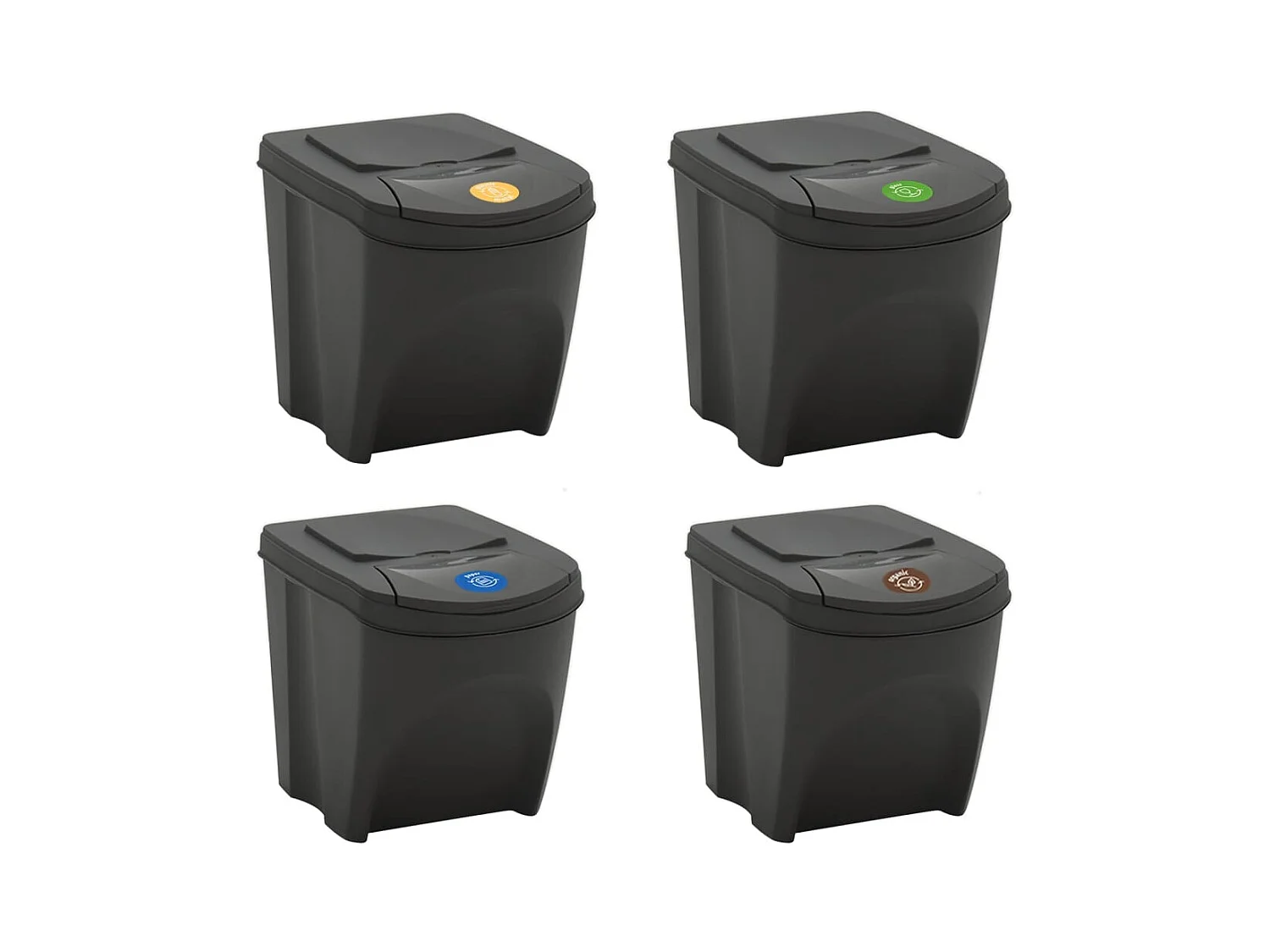 Conjunto de 4 lixeiras empilháveis ​​100 L Polipropileno cinza 02_0043895