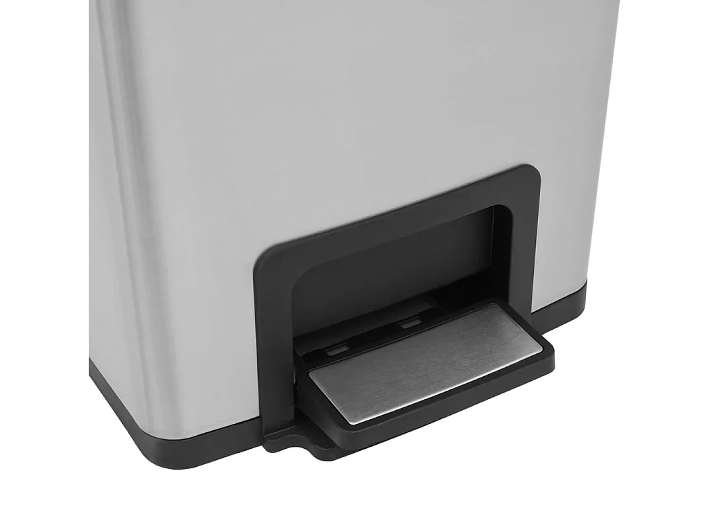 Lixeira com pedal anti-impressão digital 30 L Prata aço inoxidável Prata 02_0043857