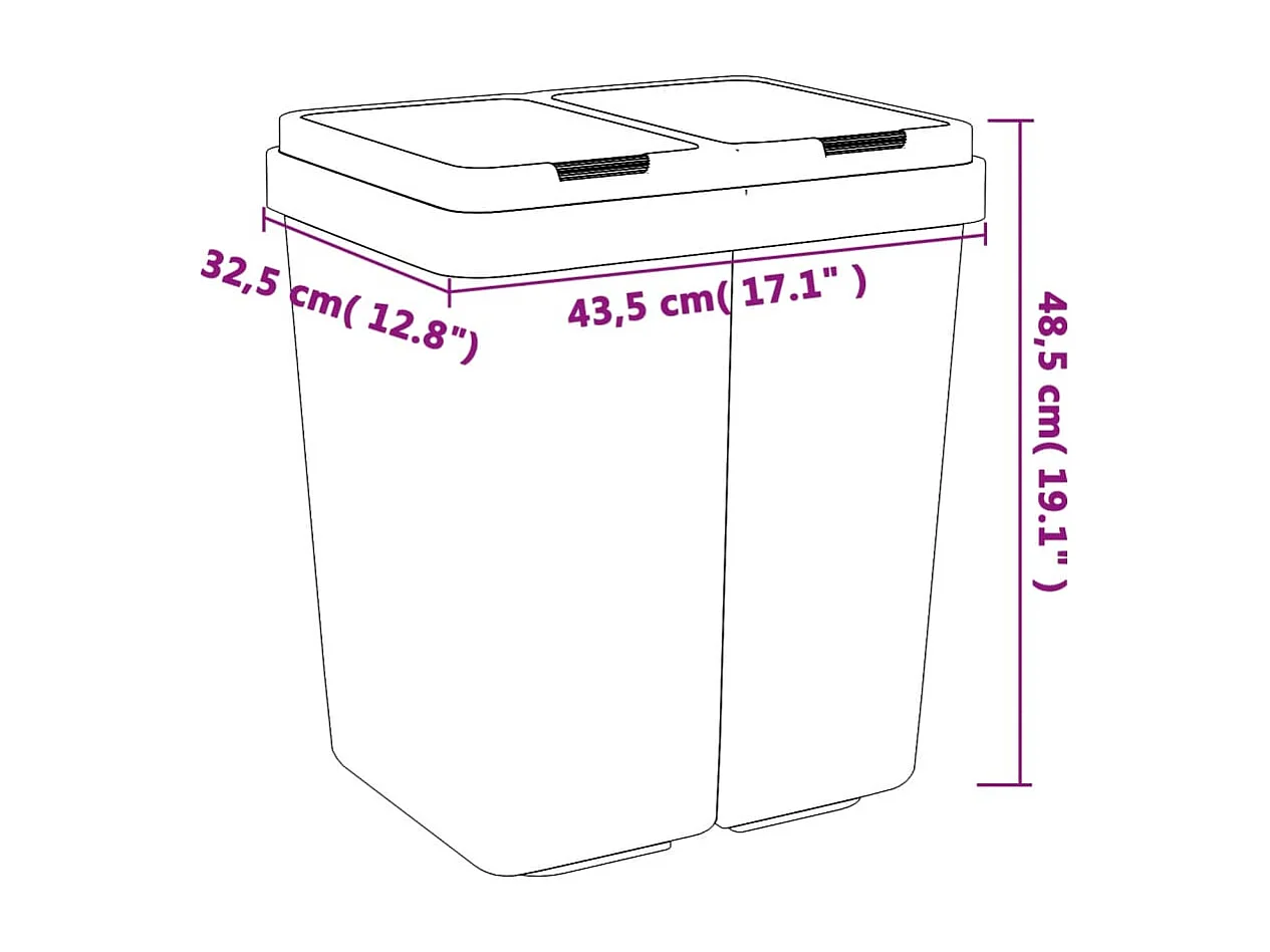 Lixeira dupla 2 x 25 litros branca 02_0043840